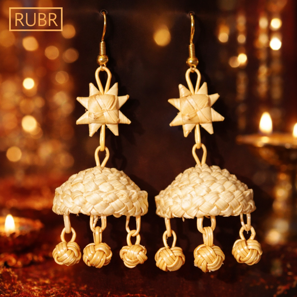 RUBR Handcrafted Bamboo Jhumka Earrings