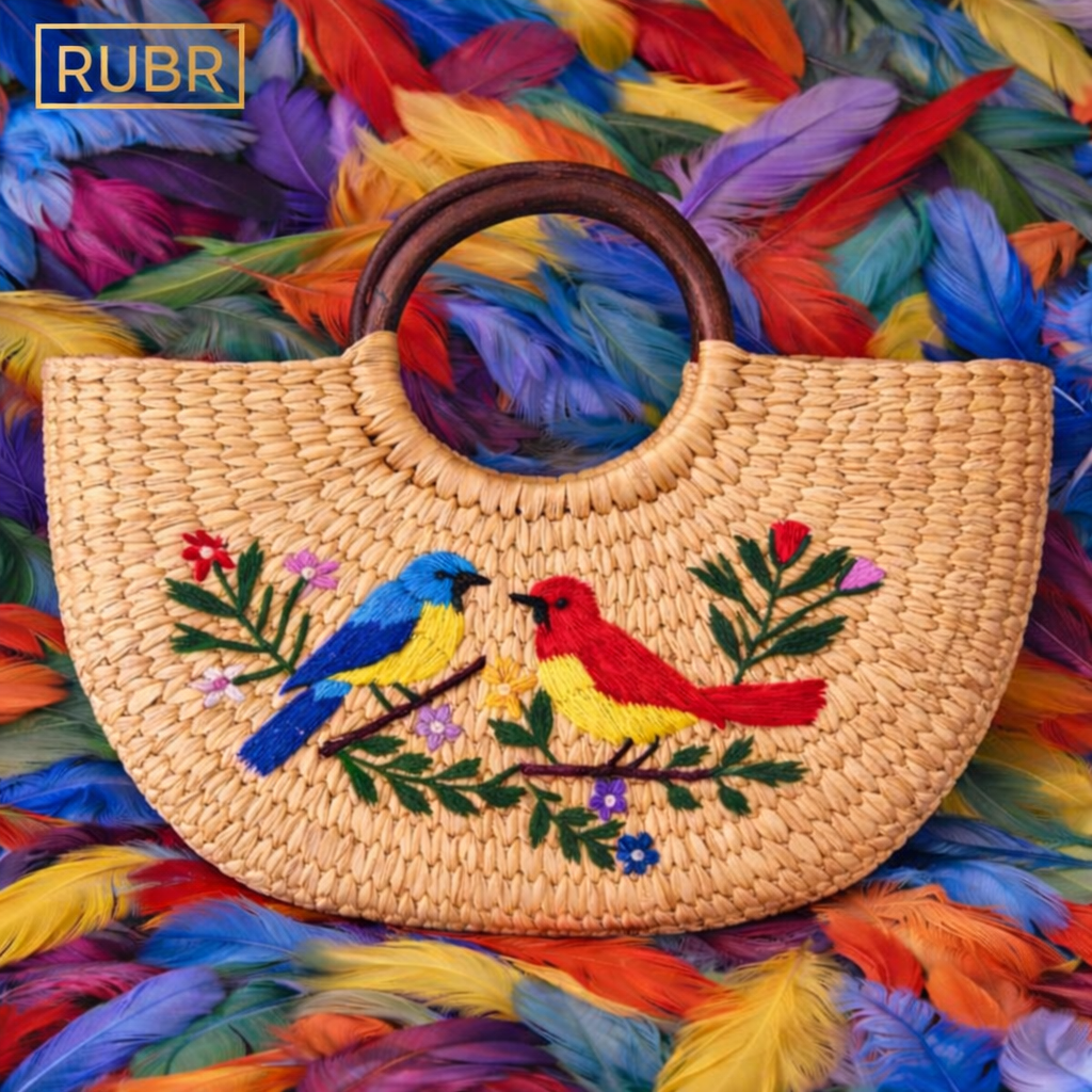 A woven tote inspired by the beauty of birds.
