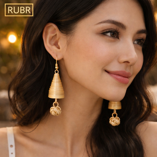 RUBR Bamboo Cone Drop Earrings for Women