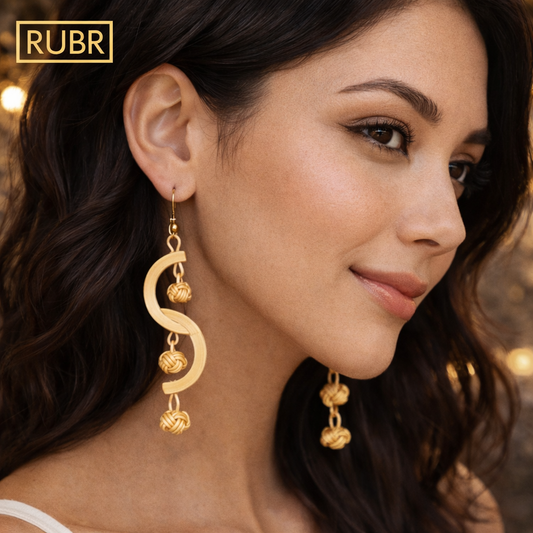 RUBR Handwoven Bamboo S-Curve Drop Earrings